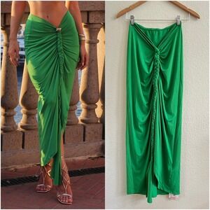 NEW Mica's Braided Ruched Skirt in Green Size XS Fitted Flattering‎